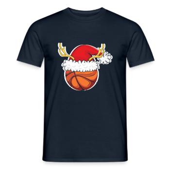December Basketball Lover Deer Love Christmas - Men's T-Shirt - navy - Front - AI Model Male 178 light (178cm)