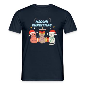Santa Cat December Merry Meow Christmas - Männer T-Shirt - Navy - Vorne - AI Model Male 178 light (178cm)
