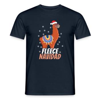 December Fleece Llama Feliz Navidad Christmas - Männer T-Shirt - Navy - Vorne - AI Model Male 178 light (178cm)