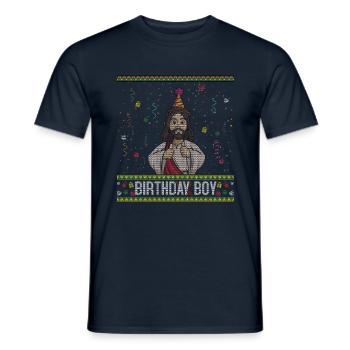 Ugly Christmas December Happy Birth Boy Jesus - Men's T-Shirt - navy - Front - AI Model Male 178 light (178cm)