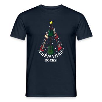 Décembre Noël Rocks Guitare Amour Noël - T-shirt homme - marine - Devant - AI Model Male 178 light (178cm)