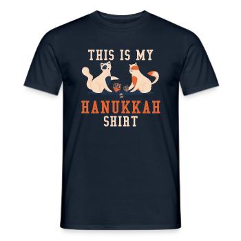 Cats Jewish Christmas Jew This My Hanukkah - Men's T-Shirt - navy - Front - AI Model Male 178 light (178cm)