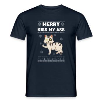 Kiss My December 2022 Cat Hates Christmas - Men's T-Shirt - navy - Front - AI Model Male 178 light (178cm)