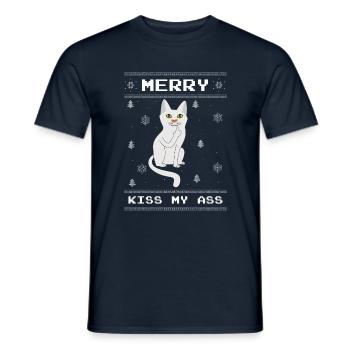 Kiss My Christmas December Cat Hates Christmas - Men's T-Shirt - navy - Front - AI Model Male 178 light (178cm)