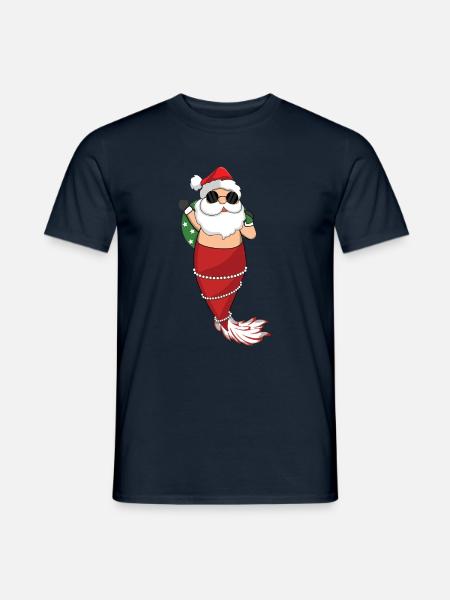 Dezember Santa Mermaid Love Weihnachten - Männer T-Shirt - Navy