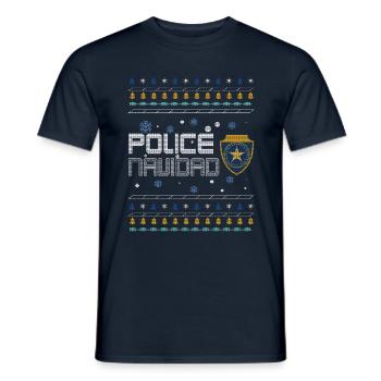 Hässlicher Dezember Polizei Navidad Hässliche Weihnachten - Männer T-Shirt - Navy - Vorne - AI Model Male 178 light (178cm)