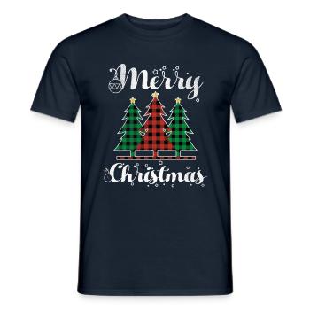 Christmas Elements Merry December Plaid Christmas - Men's T-Shirt - navy - Front - AI Model Male 178 light (178cm)