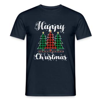 Christmas Elements Happy December Plaid Christmas - Men's T-Shirt - navy - Front - AI Model Male 178 light (178cm)