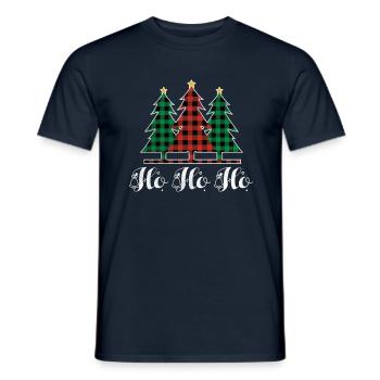 Christmas December Plaid Laugh Ho Ho Christmas - Men's T-Shirt - navy - Front - AI Model Male 178 light (178cm)