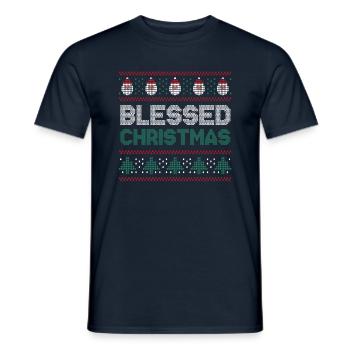 Santa Ugly Dezember Feiertag Hässliche gesegnete Weihnachten - Männer T-Shirt - Navy - Vorne - AI Model Male 178 light (178cm)