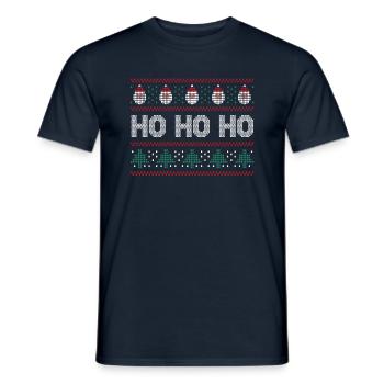 Santa Ugly Dezember Hässliches Lachen Ho Ho Weihnachten - Männer T-Shirt - Navy - Vorne - AI Model Male 178 light (178cm)