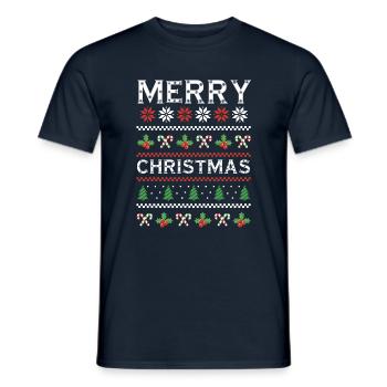 Schnee Hässlich Frohe Dezember Feiertage Hässliche Weihnachten - Männer T-Shirt - Navy - Vorne - AI Model Male 178 light (178cm)