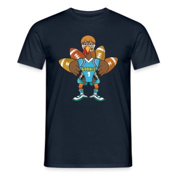Rugby Turkey Bird Gobble Football Fan Thanksgiving - Men's T-Shirt - navy - Front - AI Model Male 178 light (178cm)