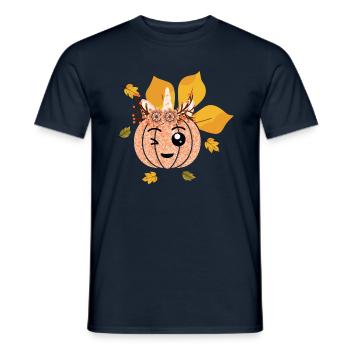 Unicorn Pumpkin Fall Thanksgiving Season Autumn - Men's T-Shirt - navy - Front - AI Model Male 178 light (178cm)