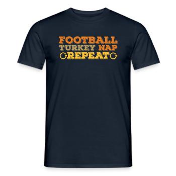 Rugby Turkey Nap Repeat Football Fan Thanksgiving - Men's T-Shirt - navy - Front - AI Model Male 178 light (178cm)