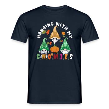 Pumpkin With Gnome Fall Thanksgiving Season Autumn - Men's T-Shirt - navy - Front - AI Model Male 178 light (178cm)