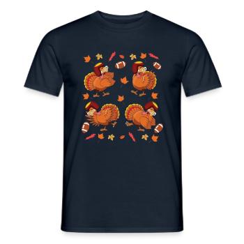 Rugby Cute Turkey Football Fan Thanksgiving - Men's T-Shirt - navy - Front - AI Model Male 178 light (178cm)