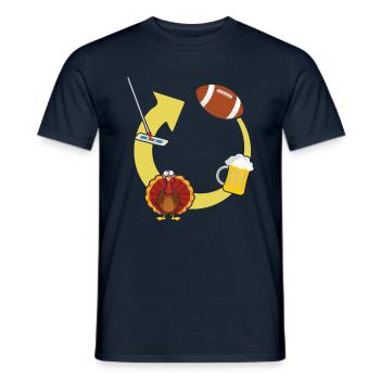 Rugby Beer Lover Turkey Football Fan Thanksgiving - Men's T-Shirt - navy - Front - AI Model Male 178 light (178cm)