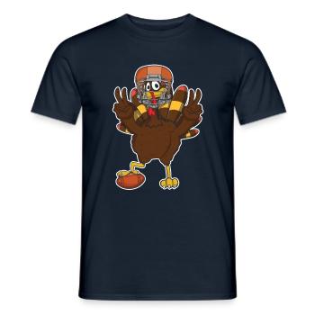Thanksgiving Funny Peace Turkey Touchdown Football - Men's T-Shirt - navy - Front - AI Model Male 178 light (178cm)