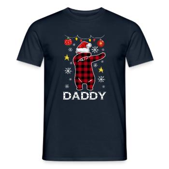 Plaid Bär Dabbing für Papa Dezember Weihnachten - Männer T-Shirt - Navy - Vorne - AI Model Male 178 light (178cm)