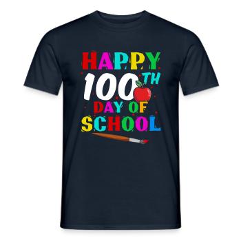 Étudiant heureux 100e jour Apple 100 jours d’école - T-shirt homme - marine - Devant - AI Model Male 178 light (178cm)