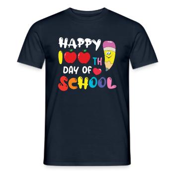 Mignon étudiant heureux 100e jour 100 jours d’école - T-shirt homme - marine - Devant - AI Model Male 178 light (178cm)