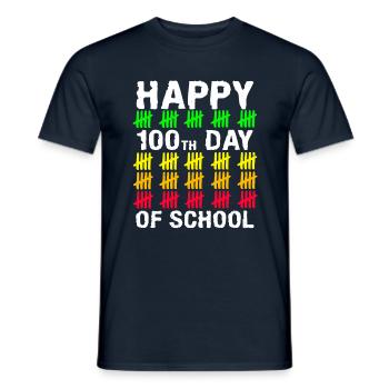 Stick Student 100. Tag Glückliche 100 Tage Schule - Männer T-Shirt - Navy - Vorne - AI Model Male 178 light (178cm)