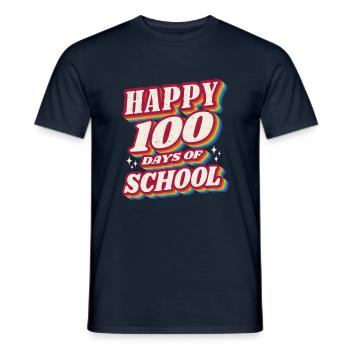 Retro Student Happy 100th Day 100 Days Of School - Men's T-Shirt - navy - Front - AI Model Male 178 light (178cm)