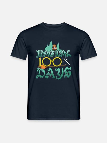 Magische 100. Tag Eule Glückliche 100 Tage Schule - Männer T-Shirt - Navy