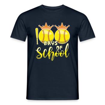 100e jour de baseball softball 100 jours d’école - T-shirt homme - marine - Devant - AI Model Male 178 light (178cm)