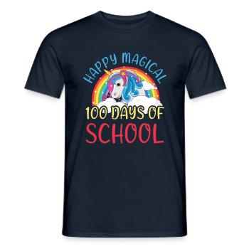 Licorne 100e jour heureux magique 100 jour d’école - T-shirt homme - marine - Devant - AI Model Male 178 light (178cm)