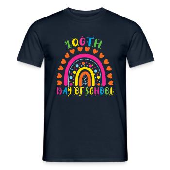 100th Day Heart Rainbow Happy 100 Days Of School - Men's T-Shirt - navy - Front - AI Model Male 178 light (178cm)