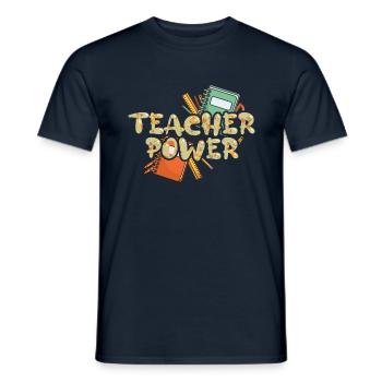 Teacher Power 100th Day Happy 100 Days Of School - Men's T-Shirt - navy - Front - AI Model Male 178 light (178cm)