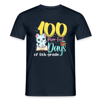Katze Schüler der 6. Klasse 100. Tag 100 Tage Schule - Männer T-Shirt - Navy - Vorne - AI Model Male 178 light (178cm)