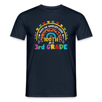 Cute Leopard Rainbow 3rd Grade 100 Days Of School - Men's T-Shirt - navy - Front - AI Model Male 178 light (178cm)
