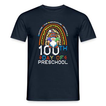 Gnome préscolaire Joyeux 100e jour 100 jours d’école - T-shirt homme - marine - Devant - AI Model Male 178 light (178cm)