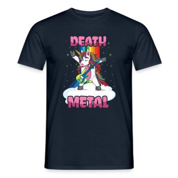 Rocker Licorne Arc-en-ciel Metal Music Lover Guitariste - T-shirt homme - marine - Devant - AI Model Male 178 light (178cm)