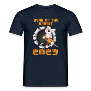 Chinese New Year Rabbit Fight 2023 Happy New Year - Männer T-Shirt - Navy - Vorne - AI Model Male 178 light (178cm)