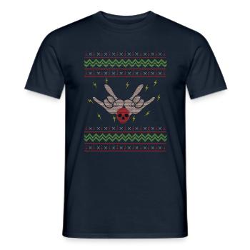 Love Metal Music Heavy Rock Ugly Christmas - T-shirt homme - marine - Devant - AI Model Male 178 light (178cm)