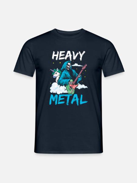 Grim Bone Unicorn Guitar Metal Music Heavy Rock - Männer T-Shirt - Navy