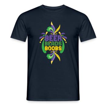 Festival Parade Beer Beads Bling Mardi Gras 2023 - Männer T-Shirt - Navy - Vorne - AI Model Male 178 light (178cm)