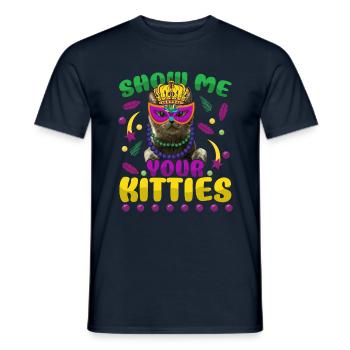 Kitten Cat Festival Parade Beads Mardi Gras - Männer T-Shirt - Navy - Vorne - AI Model Male 178 light (178cm)