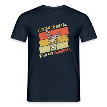 Vintage Metal With Grandmom Metal Kid Music Lover - Männer T-Shirt - Navy - Vorne - AI Model Male 178 light (178cm)