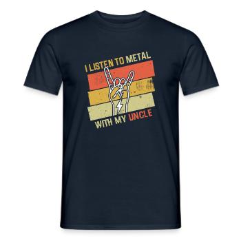 Vintage Metal With Uncle Metal Kid Music Lover - Männer T-Shirt - Navy - Vorne - AI Model Male 178 light (178cm)