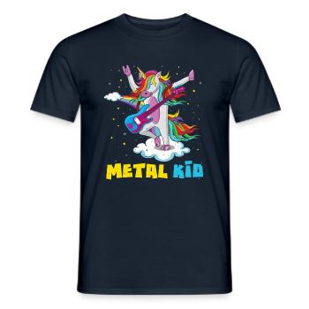Guitar Unicorn Rainbow Metal Kid Music Rock Sign - Men's T-Shirt - navy - Front - AI Model Male 178 light (178cm)