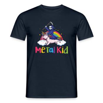 Metal Kid Music Licorne Squelette Grim Rock Heavy - T-shirt homme - marine - Devant - AI Model Male 178 light (178cm)