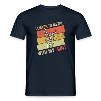 Vintage Metal With Aunt Metal Kid Music Lover - Männer T-Shirt - Navy - Vorne - AI Model Male 178 light (178cm)