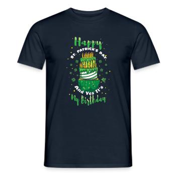 Yes My Birth Cake Shamrock Saint Patrick Day - Männer T-Shirt - Navy - Vorne - AI Model Male 178 light (178cm)