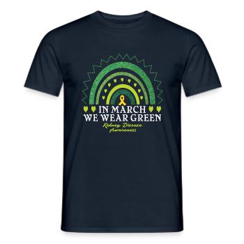 Nous portons le mois de la sensibilisation aux maladies rénales vertes - T-shirt homme - marine - Devant - AI Model Male 178 light (178cm)