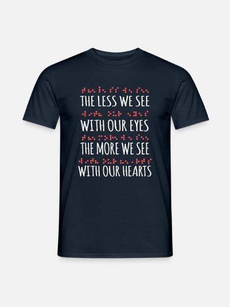 Weniger wir Augen sehen mehr Herz Liebe Braille-Alphabet - Männer T-Shirt - Navy